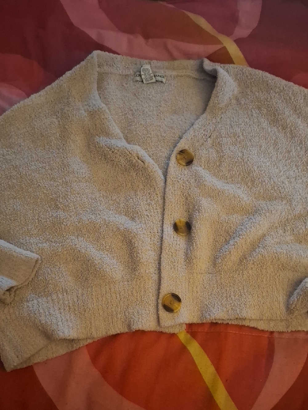Plush Textured Cream Button-Front Women’s Cardigan